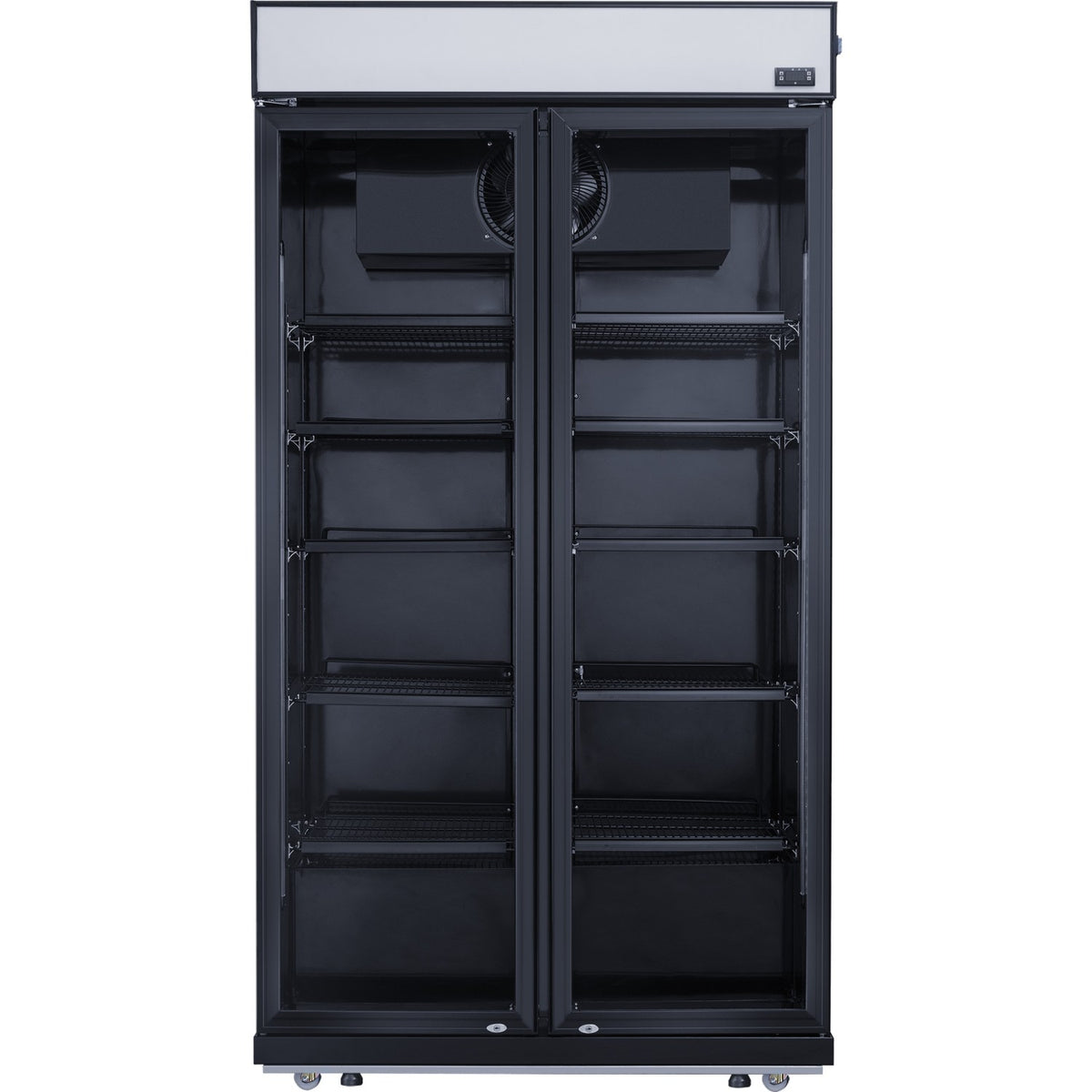 Commercial Bottle cooler Upright 773 litres Fan cooling Twin hinged doors Black Canopy Light - LG805BBLACK