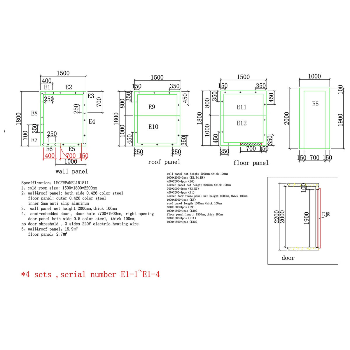 Freezer Room with Freezer Unit 1500×1800×2200mm - FFKIT1518