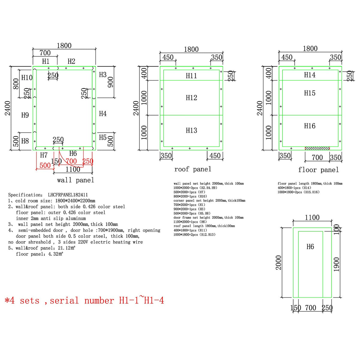 Freezer Room with Freezer Unit 1800×2400×2200mm - FFKIT1824