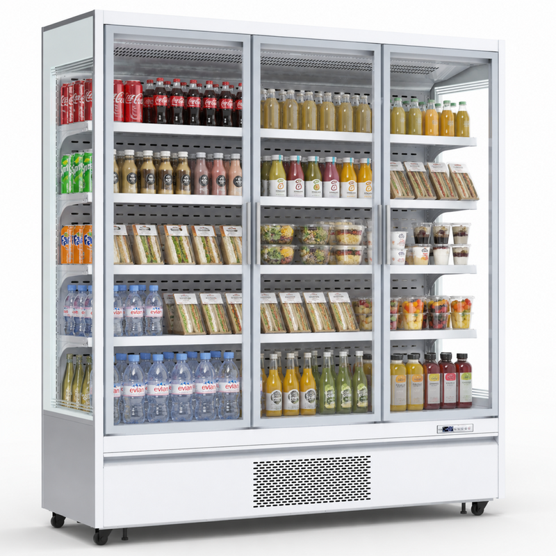 1715L Triple Glass Door Upright Display Refrigerator – 1880 × 720 × 2030 mm White - LKL208