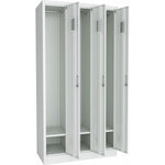 Commercial Grey Three Door Locker with Clothes Hanger, Fixed Shelf and Mirror 900x450x1800mm - LOCKER3TW