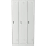 Commercial Grey Three Door Locker with Clothes Hanger, Fixed Shelf and Mirror 900x450x1800mm - LOCKER3TW