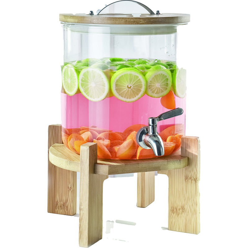 Glass Juice Dispenser 5 litres with Bamboo Stand - LT004