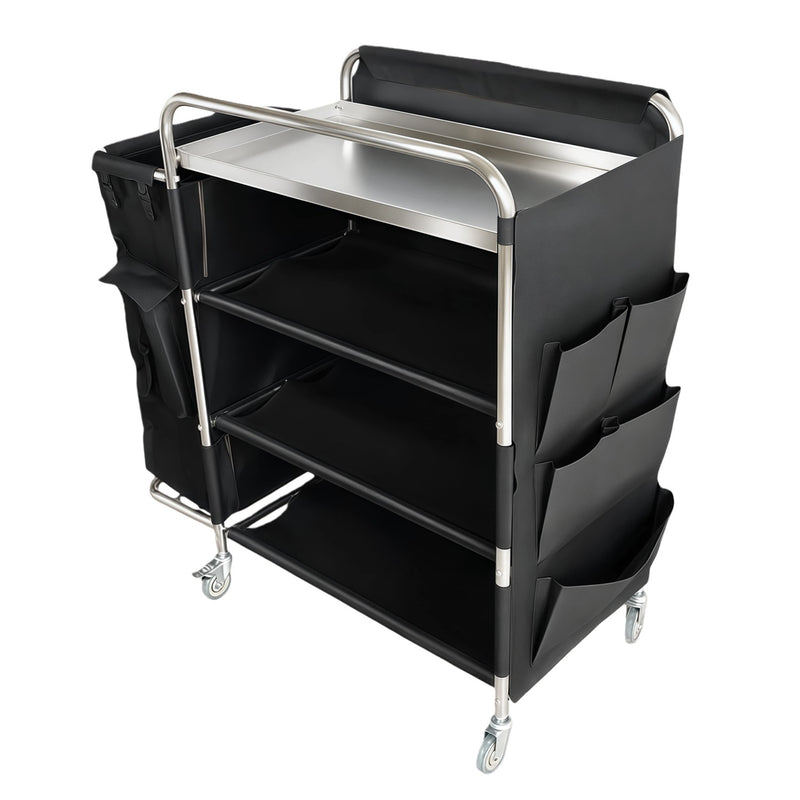 Commercial Stainless Steel Laundry Trolley with Shelves – 1110×490×1125mm Silver - LT01S