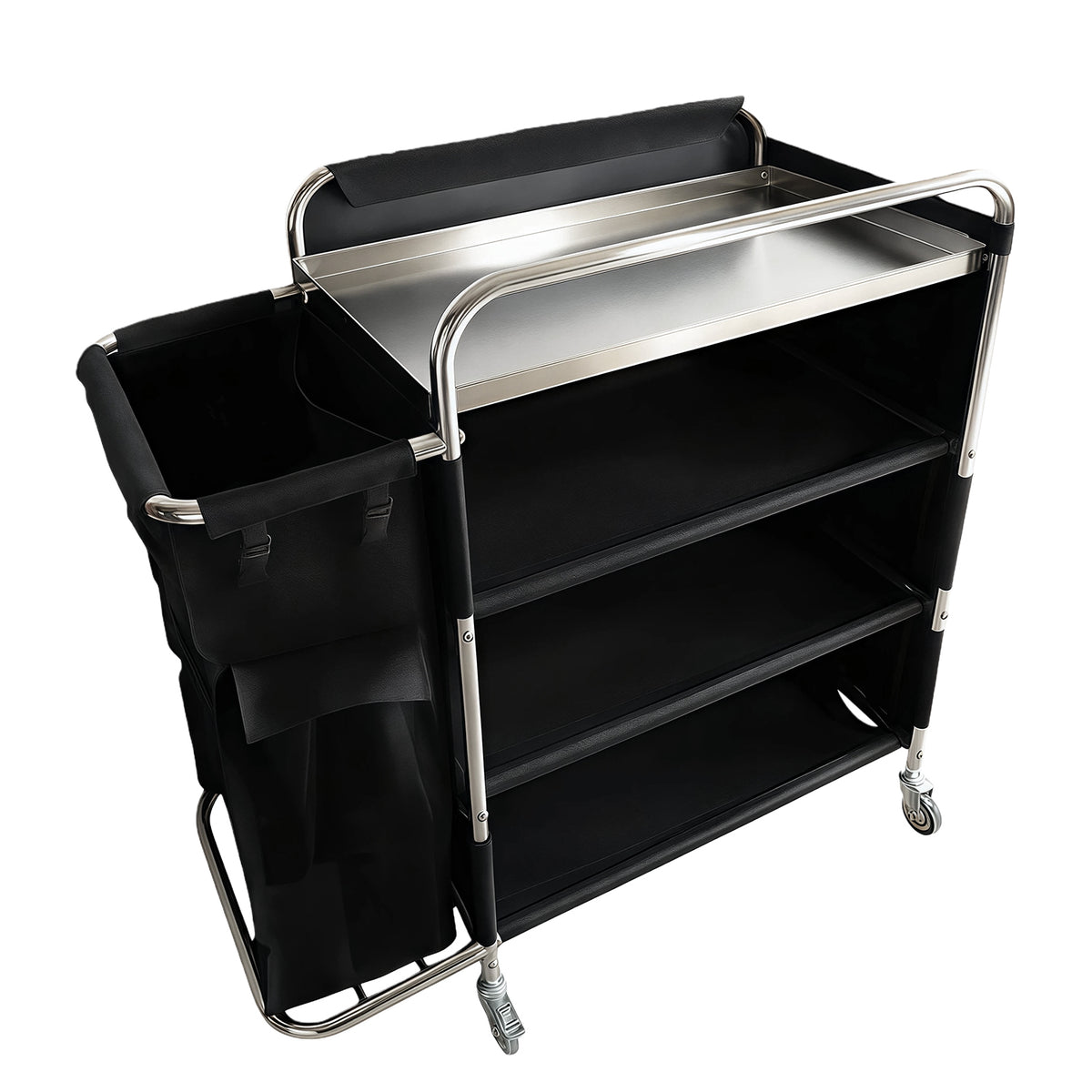 Commercial Stainless Steel Laundry Trolley with Shelves – 1110×490×1125mm Silver - LT01S