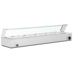 Commercial Stainless Steel Bain Marie with Glass Guard and 5 × 1/2 GN Pans & Lids 1490×375×335mm - M205