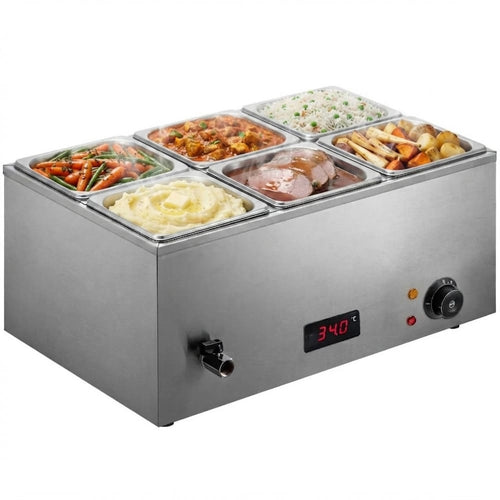 Commercial Bain Marie with 6x1/6Gn Pans and Lids - M506