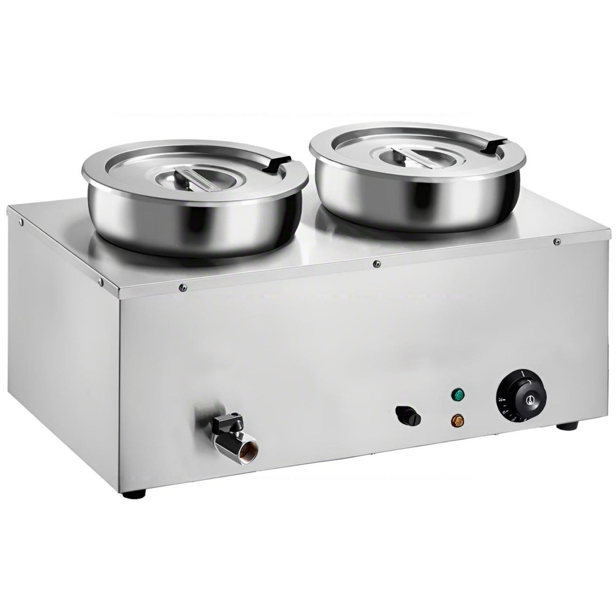 Commercial 14L Stainless Steel 2 Pot Bain Marie Soup & Sauce Warmer 580×320×375mm - M827