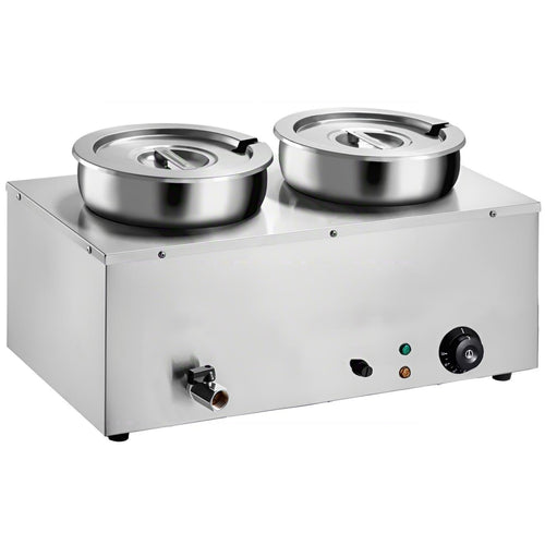 Commercial 14L Stainless Steel 2 Pot Bain Marie Soup & Sauce Warmer 580×320×375mm - M827