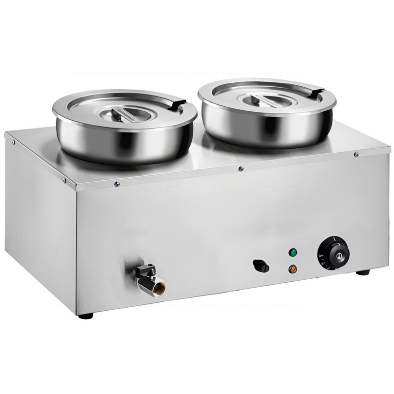 Commercial 14L Stainless Steel 2 Pot Bain Marie Soup & Sauce Warmer 580×320×375mm - M827