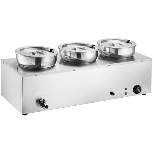 Commercial 21L Stainless Steel 3 Pot Bain Marie Soup & Sauce Warmer 865×320×375mm - M837