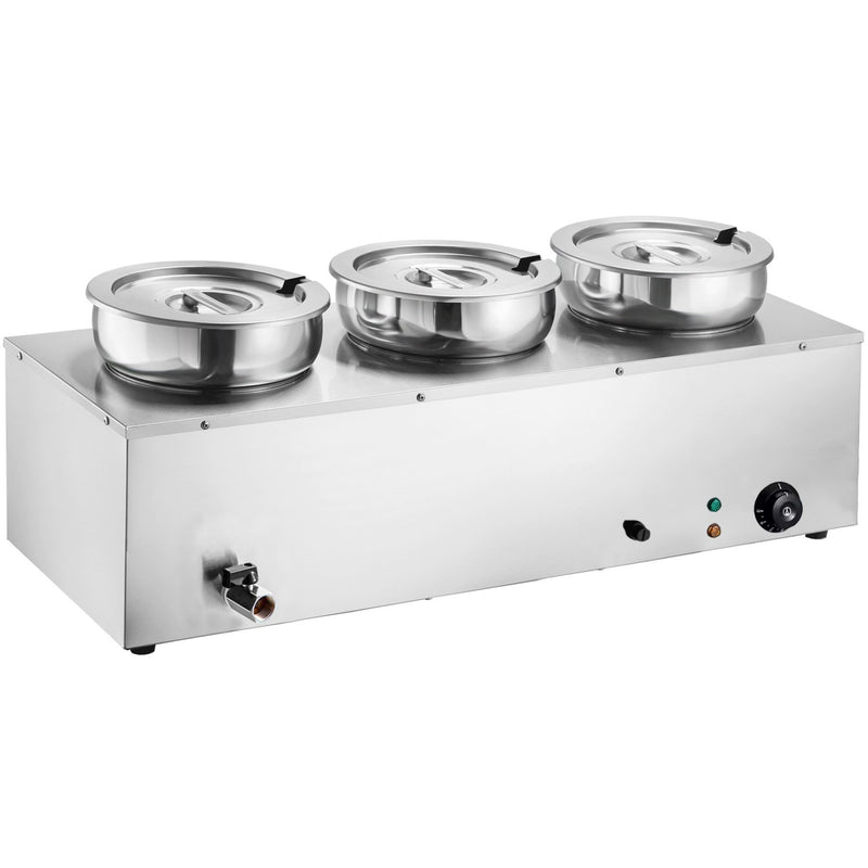 Commercial 21L Stainless Steel 3 Pot Bain Marie Soup & Sauce Warmer 865×320×375mm - M837