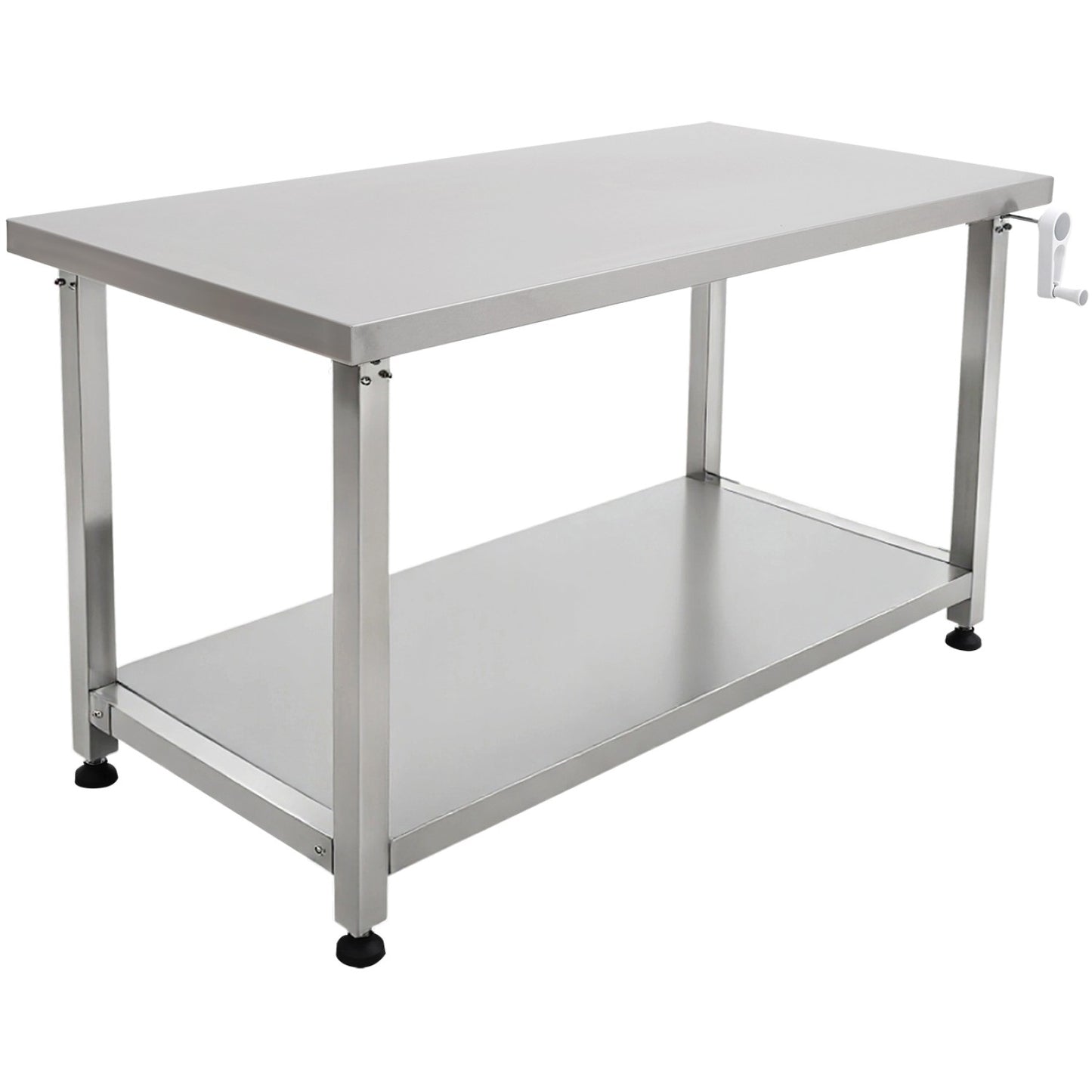 Adexa MCEWB7014 Elevating Work Table — angled view showing stainless steel under shelf