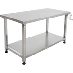Adexa MCEWB7014 Elevating Work Table — angled view showing stainless steel under shelf