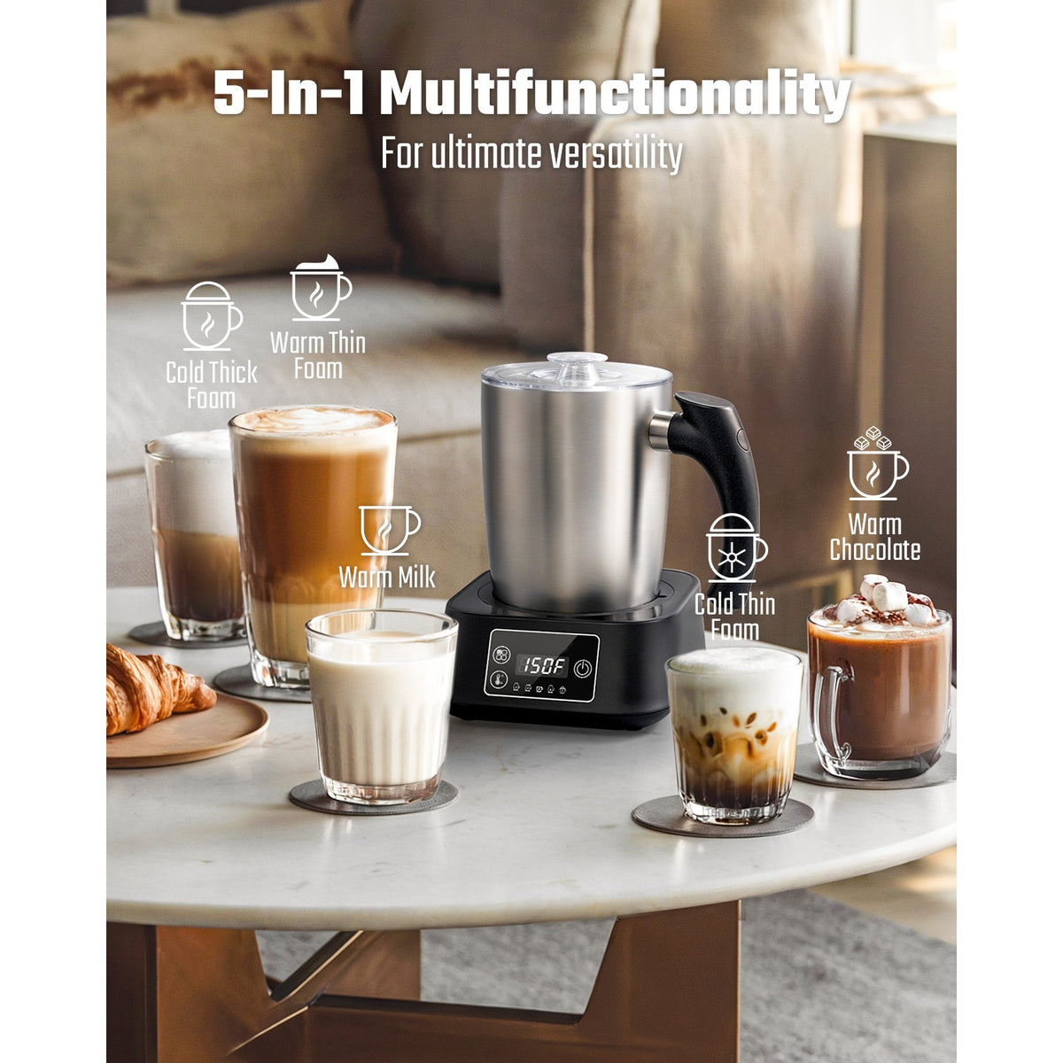 Commercial Electric Multifunction Milk Frother 500W Stainless Steel - MF0901