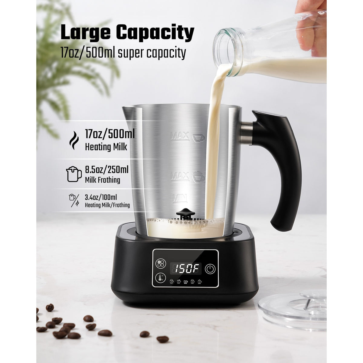 Commercial Electric Multifunction Milk Frother 500W Stainless Steel - MF0901