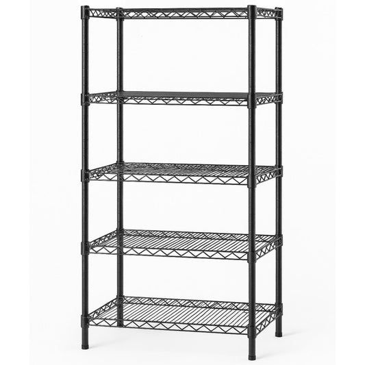 Commercial 5 Tier Black Shelving Unit 750x350x1500mm