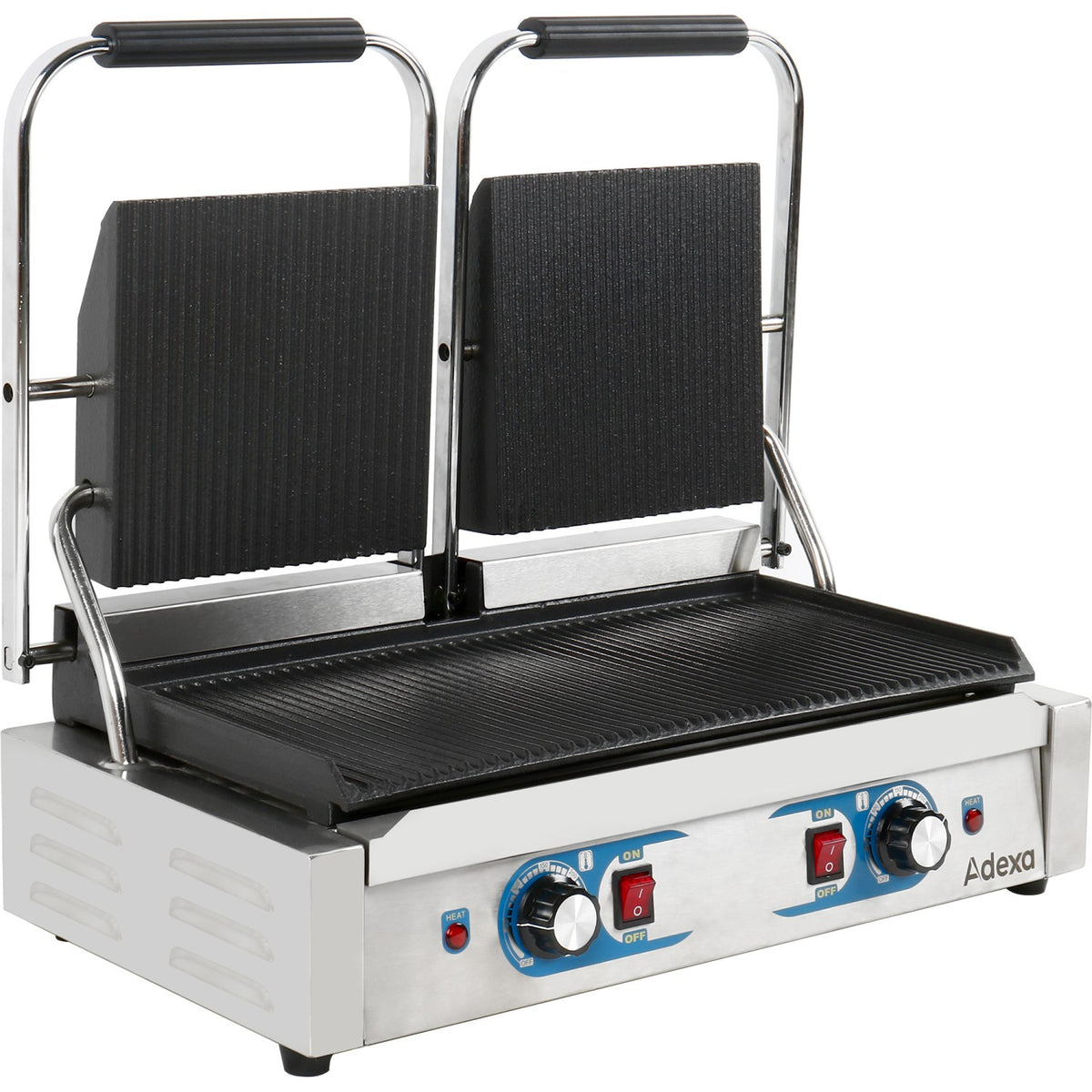 Heavy Duty Twin Panini Contact grill Dual Zone 3.6kW Ribbed - MLP813