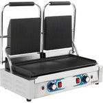 Heavy Duty Twin Panini Contact grill Dual Zone 3.6kW Ribbed - MLP813