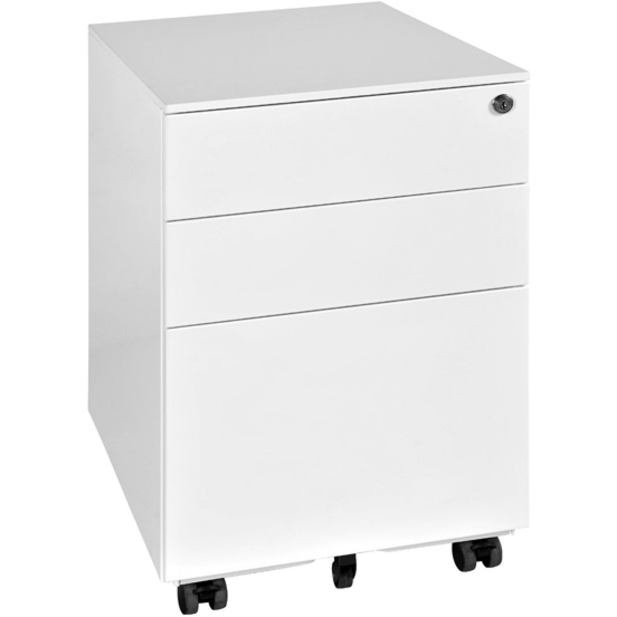Professional White Mobile Pedestal with 3 Lockable Drawers 390x520x600mm - MP3WHITE