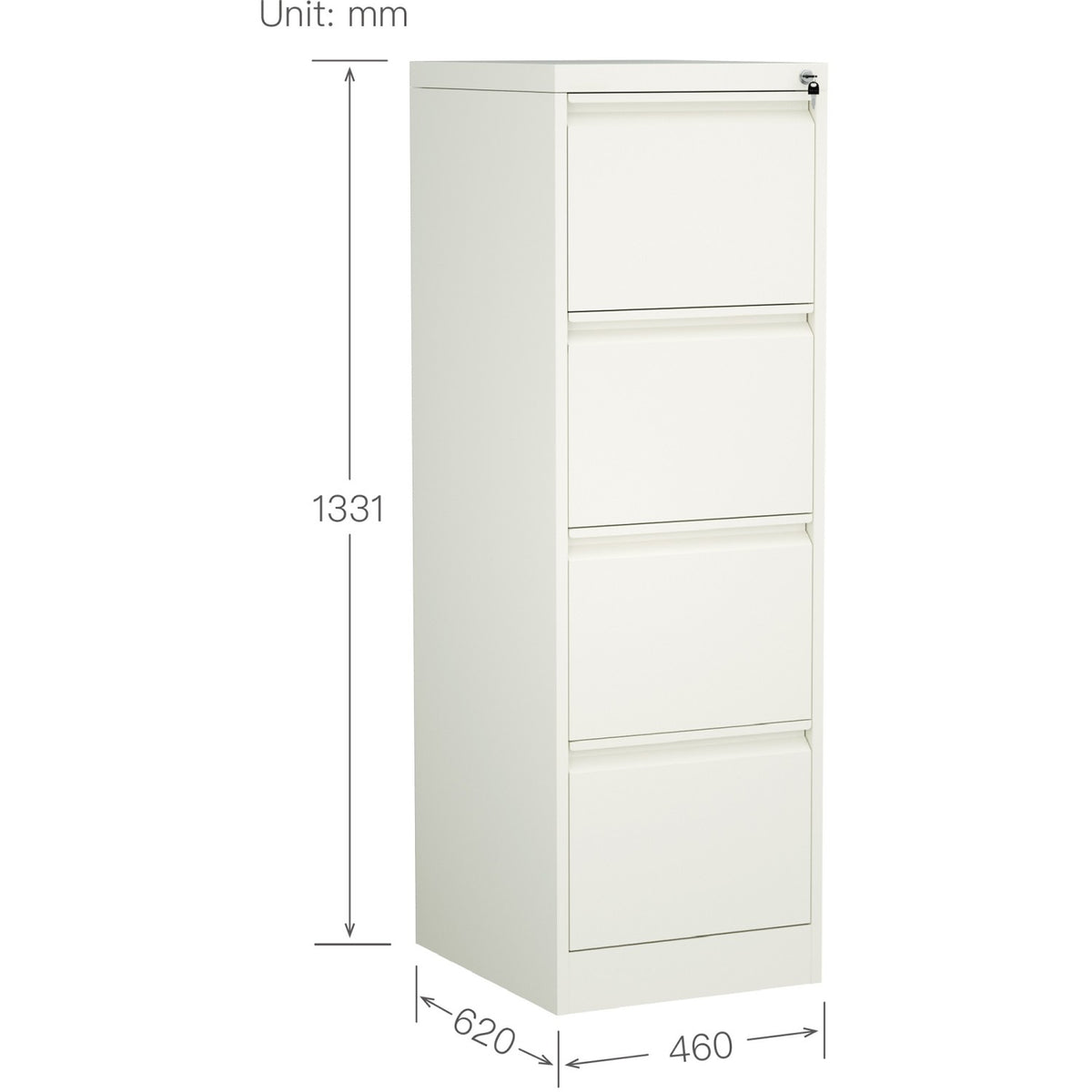 Professional Filing Cabinet 4 drawer 460x620x1330mm White - MXDC3WHITE