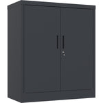 Professional Metal Storage Cabinet 2 doors 900x400x1200mm Lock 3 adjustable shelves Black - MXFC13BLACK