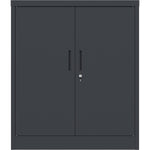 Professional Metal Storage Cabinet 2 doors 900x400x1200mm Lock 3 adjustable shelves Black - MXFC13BLACK