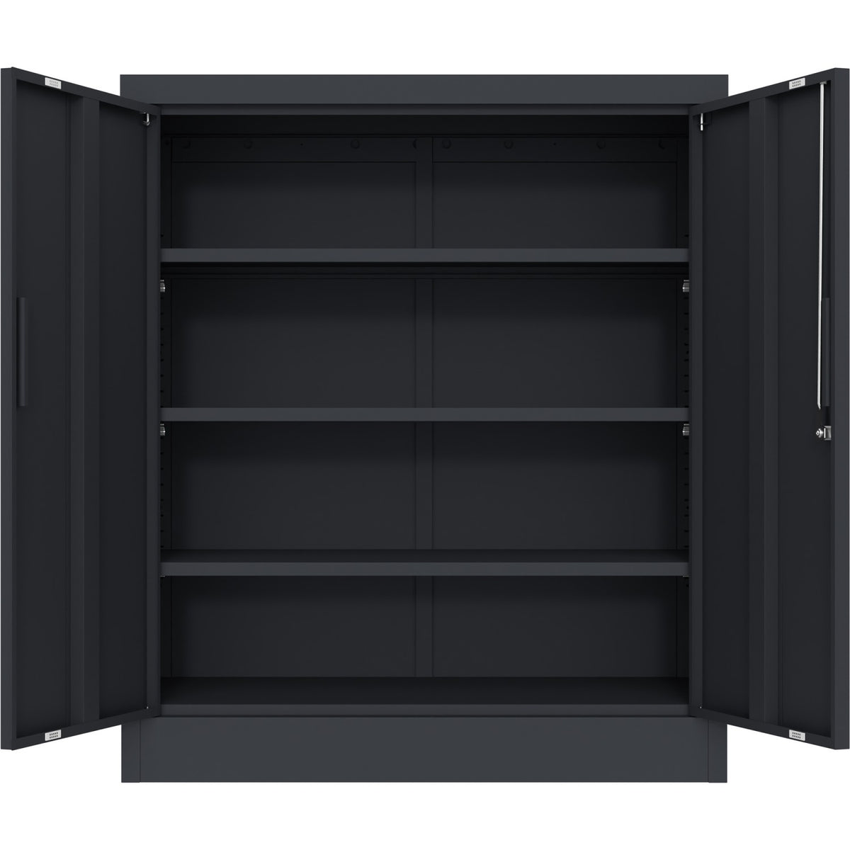 Professional Metal Storage Cabinet 2 doors 900x400x1200mm Lock 3 adjustable shelves Black - MXFC13BLACK