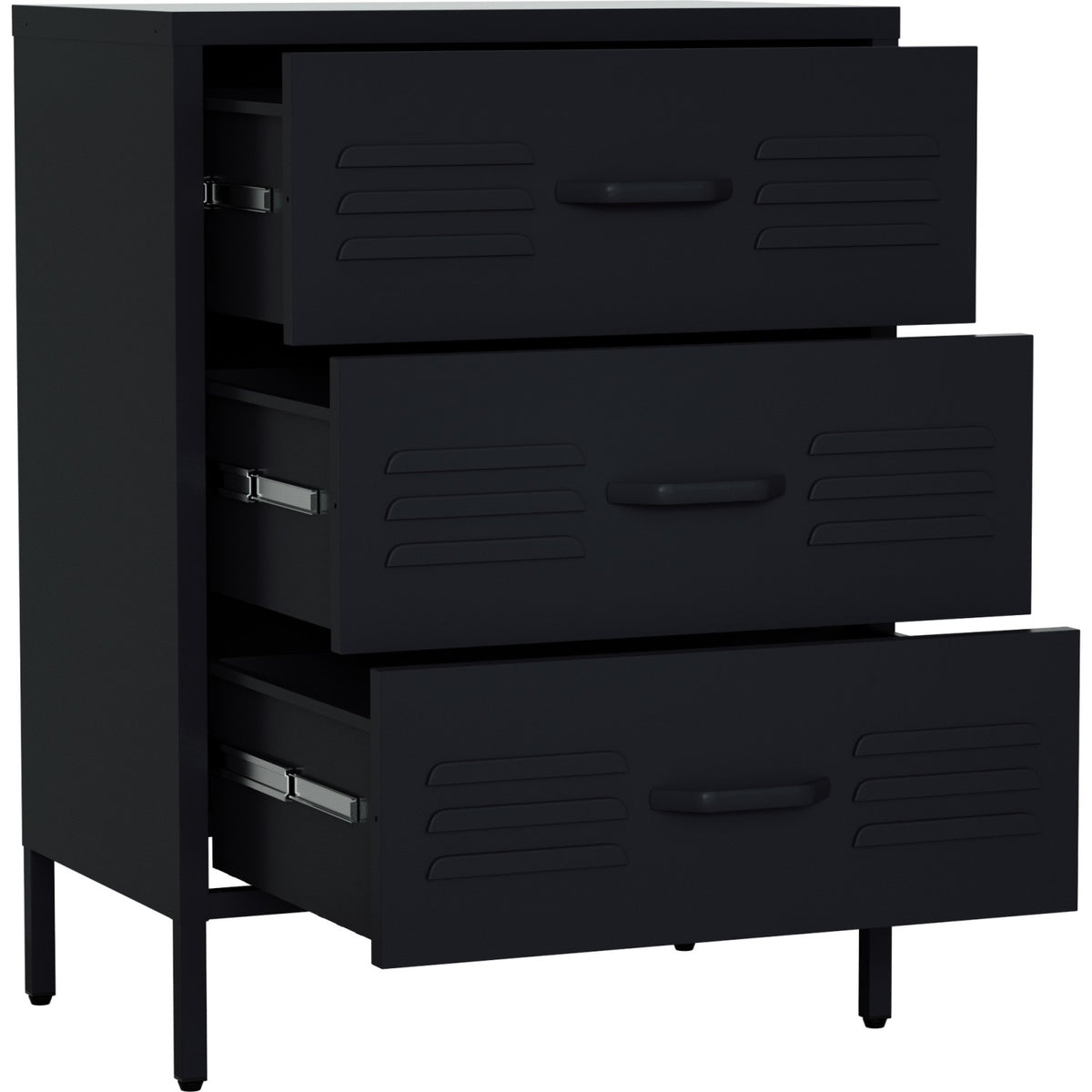 Metal Storage Cabinet 3 Drawers 600x380x800mm Black - MXHDC001BLACK