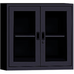 Commercial Metal Black Storage Cabinet 1 Shelf 2 Glass Door 900x400x900mm - MYOC03BLACK