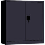 Commercial Metal Black Storage Cabinet 1 Shelf 2 Door Lockable 900x400x900mm - MYOC04BLACK