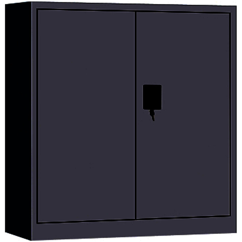 Commercial Metal Black Storage Cabinet 1 Shelf 2 Door Lockable 900x400x900mm - MYOC04BLACK