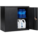 Commercial Metal Black Storage Cabinet 1 Shelf 2 Door Lockable 900x400x900mm - MYOC04BLACK