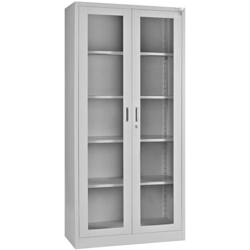 Commercial Steel Cabinet 4 Shelves 2 Glass Doors 900x400x1850mm - MYOC13