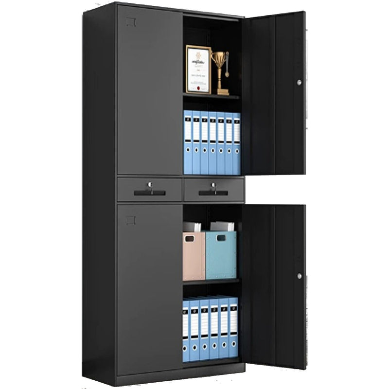 Commercial Steel Cabinet 2 Shelves 2 Drawers 4 Door 900x400x1850mm Black - MYSC09