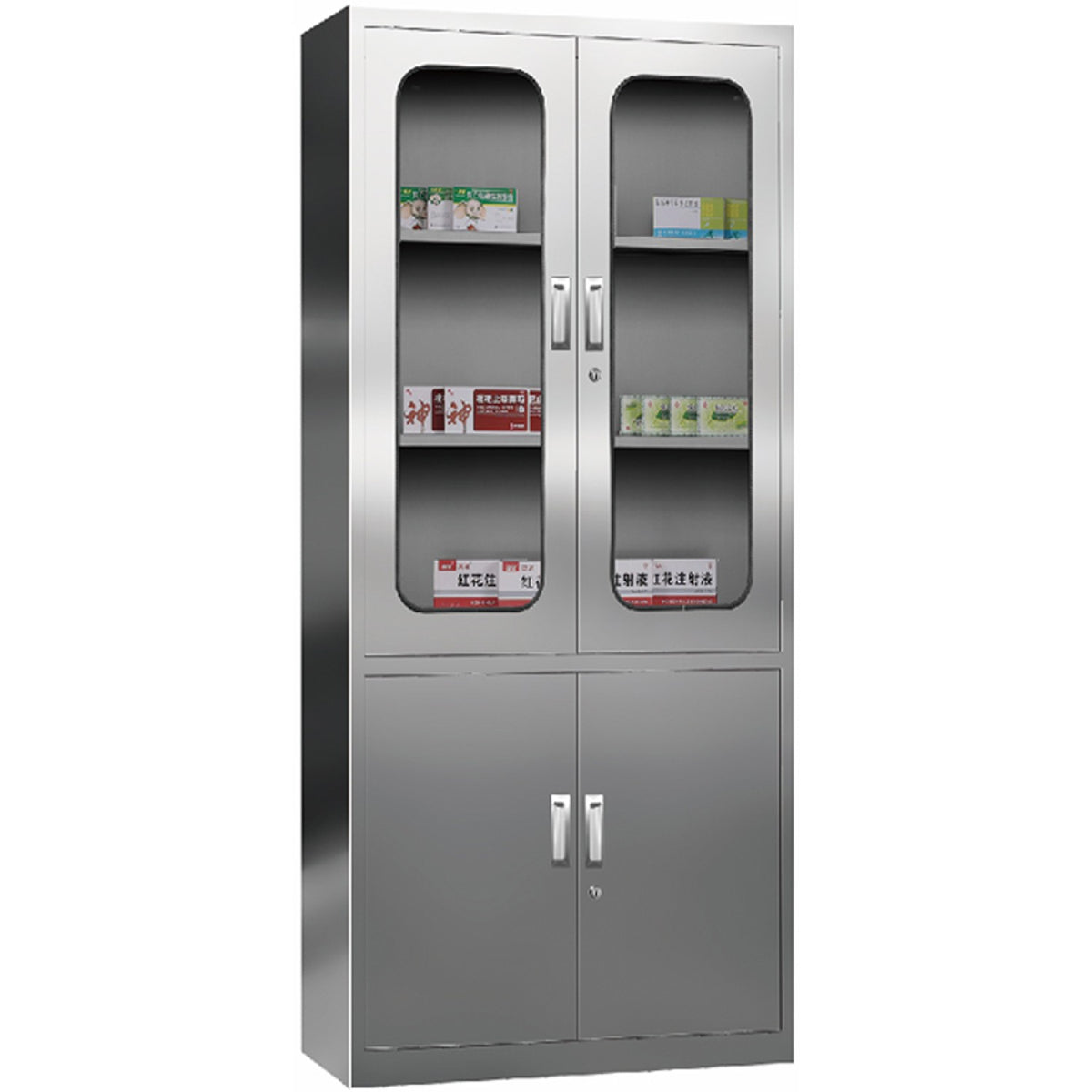 Commercial Stainless Steel Cabinet 3 Shelves 4 Doors 900x400x1800mm - MYSLC02