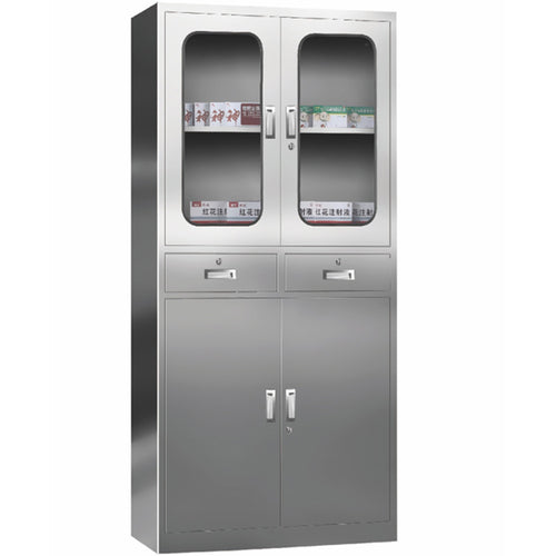 Commercial Stainless Steel Cabinet 2 Shelves 2 Drawers 4 Doors 900x400x1800mm - MYSLC03