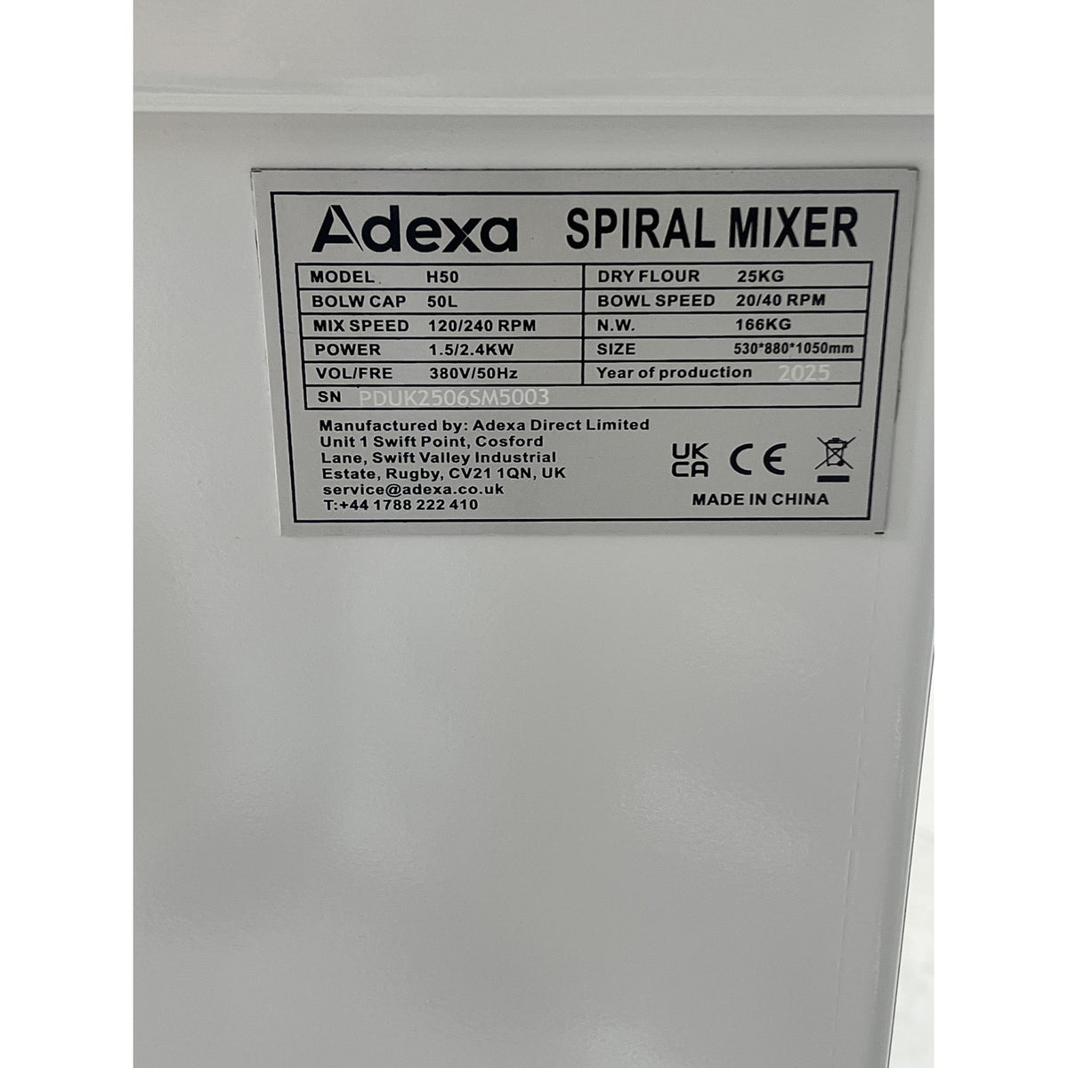 Professional Spiral Mixer 50L 2-Speed - NBH50