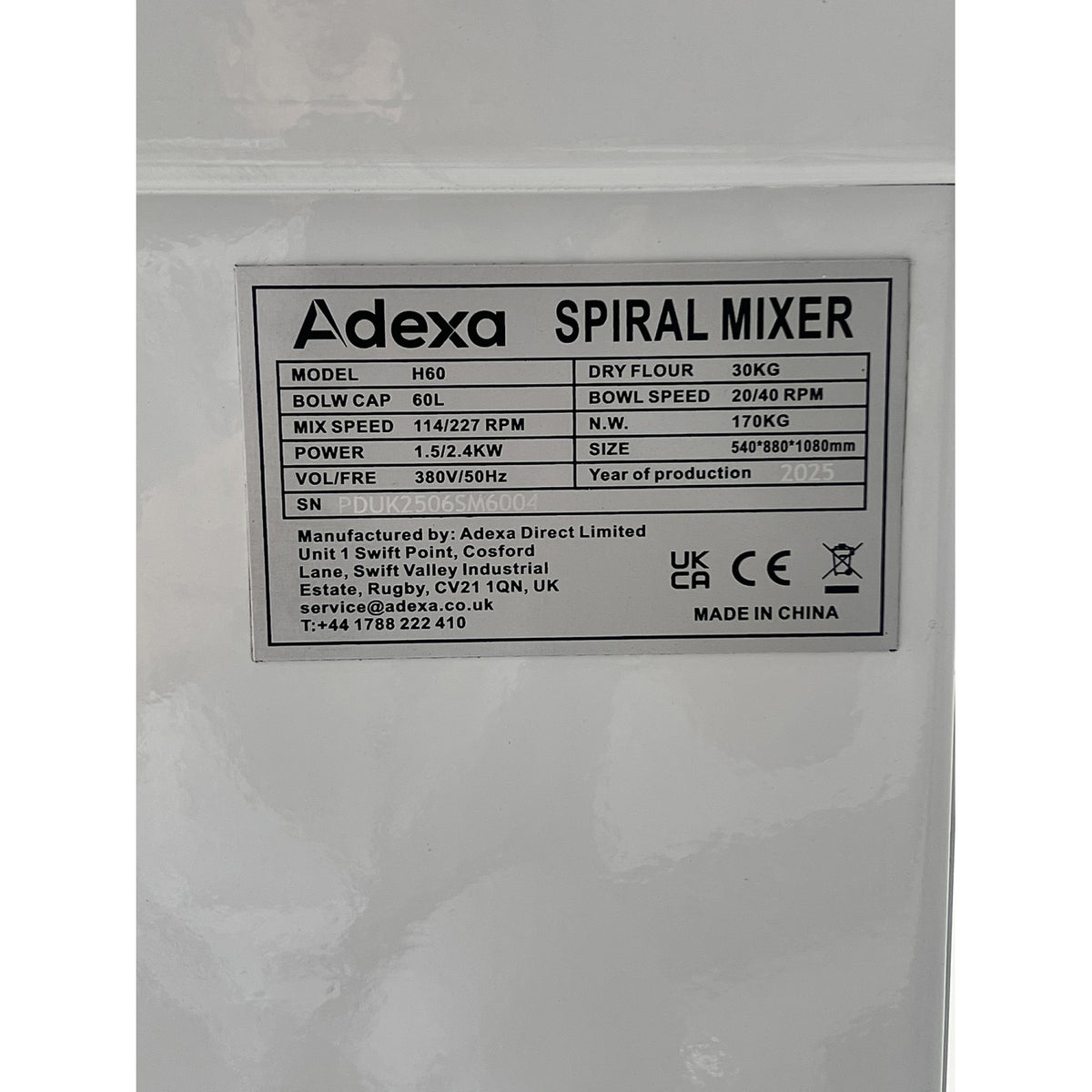 Professional Spiral Mixer 60L 2-Speed - NBH60