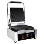 Commercial Electric Contact Grill / Panini Press Ribbed Plates 240x240mm 1.8kW - NEXORA102