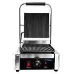 Commercial Electric Contact Grill / Panini Press Ribbed Plates 240x240mm 1.8kW - NEXORA102