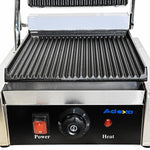 Commercial Electric Contact Grill / Panini Press Ribbed Plates 240x240mm 1.8kW - NEXORA102