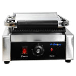 Commercial Electric Contact Grill / Panini Press Ribbed Plates 240x240mm 1.8kW - NEXORA102