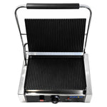 Commercial Electric Contact Grill / Panini Press Ribbed Plates 345x235mm 2.2kW - NEXORA106