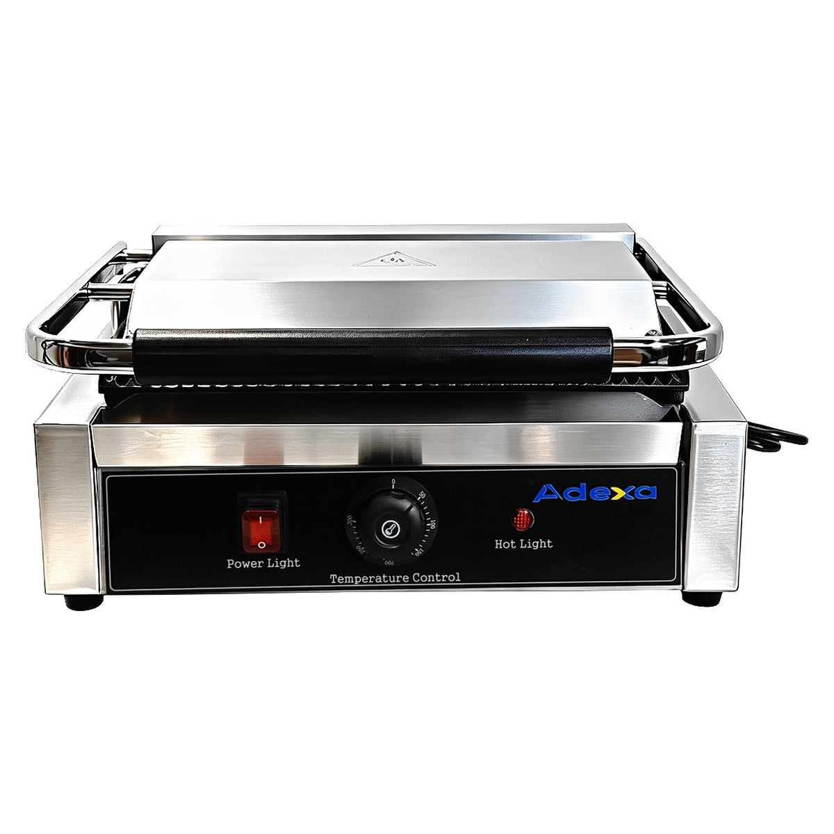 Commercial Electric Contact Grill / Panini Press Ribbed Plates 345x235mm 2.2kW - NEXORA106