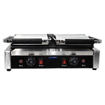Commercial Double Contact Grill / Panini Press Ribbed Plates 480x230mm 3.6kW - NEXORA110