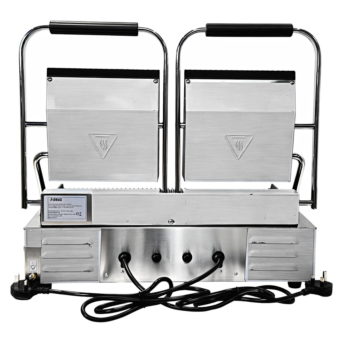 Commercial Double Contact Grill / Panini Press Ribbed Plates 480x230mm 3.6kW - NEXORA110