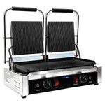Commercial Double Contact Grill / Panini Press Ribbed Plates 480x230mm 3.6kW - NEXORA110