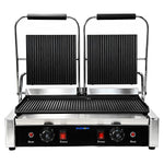 Commercial Double Contact Grill / Panini Press Ribbed Plates 480x230mm 3.6kW - NEXORA110