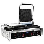 Commercial Double Contact Grill / Panini Press Ribbed Plates 480x230mm 3.6kW - NEXORA110